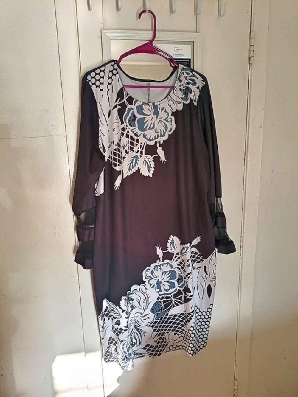 Floral Midi Dress in Black & White Like New